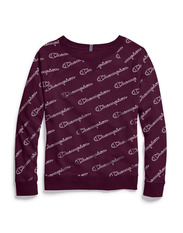 Champion Womens Plus Heritage French Terry Print Crew