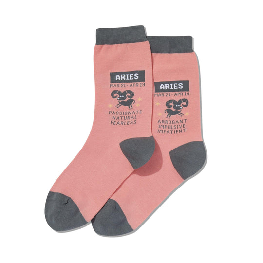Hot Sox Womens Aries Zodiac Crew Socks