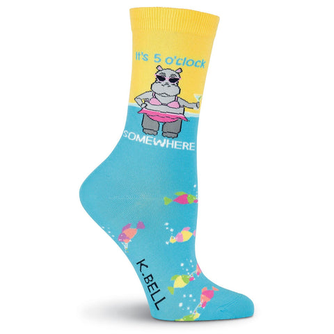 K. Bell Womens 5 Oclock Somewhere Crew Socks