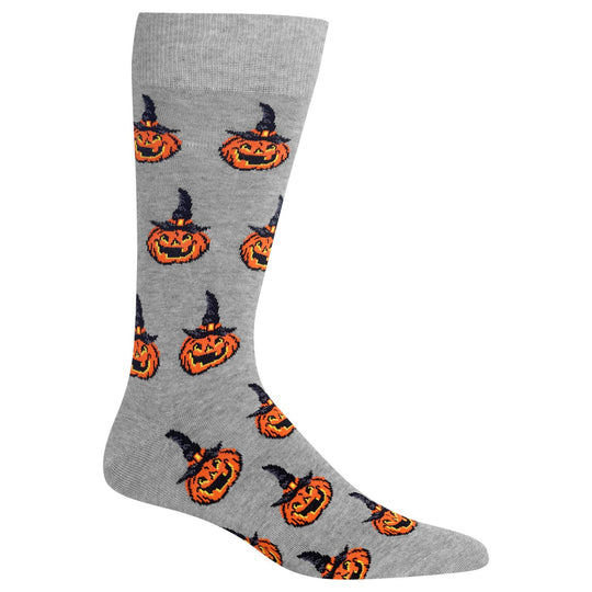 Hot Sox Mens Jack O Lantern Crew Socks