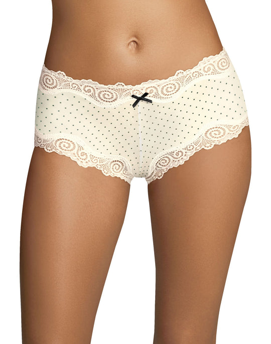 Maidenform Women`s Cheeky Cotton Scalloped Lace Hipster
