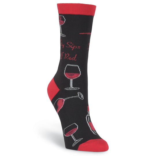 K. Bell Womens Fifty Sips Of Red Crew Socks