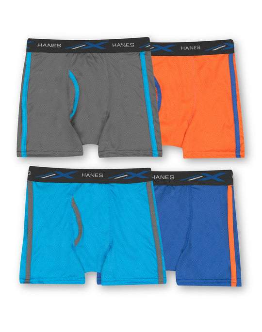Boys' X-Temp® Lightweight Mesh Boxer Briefs 4-Pack