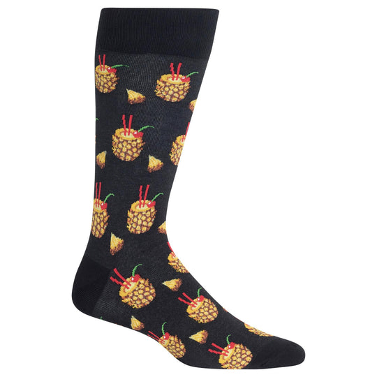 Hot Sox Mens Pineapple Drink Crew Socks