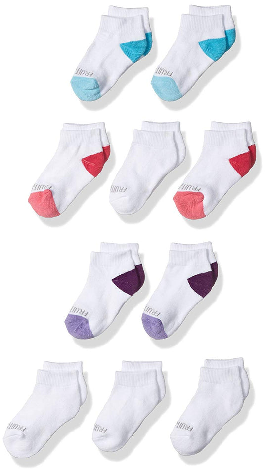 Fruit of the Loom Girls Everyday Soft Cushioned Low Cut Socks 10 Pair