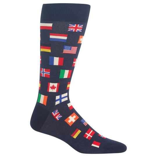 Hot Sox Mens Flags Crew Socks