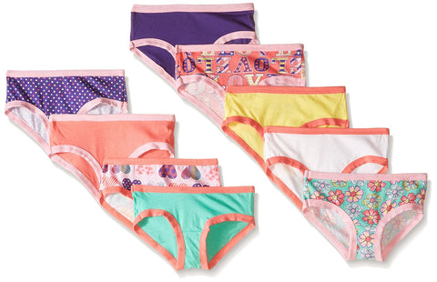 Fruit Of The Loom Girls 10 Pack Assorted Cotton Hipster