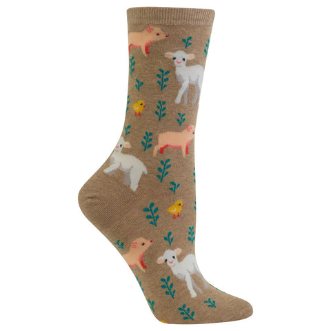 Hot Sox Womens Piglet, Lamb, and Chick Crew Socks