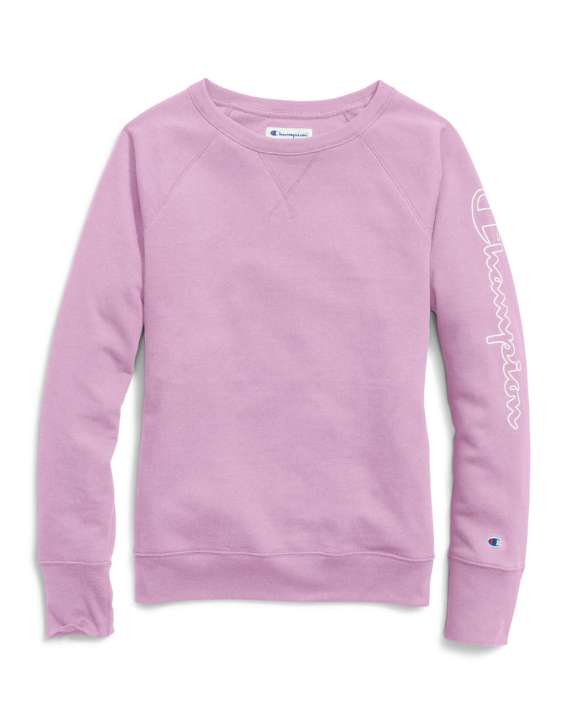 Champion Womens Powerblend Boyfriend Crew, Script Logo