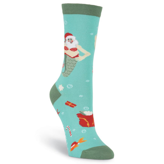 K. Bell Womens Mermaid Santa Crew Socks