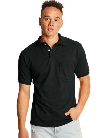 Hanes Mens CottonBlend® EcoSmart® Jersey Polo With Pocket 2-Pack