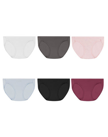 Hanes Women's Cotton Stretch Bikini With ComfortSoft® Waistband Assorted 6-Pack