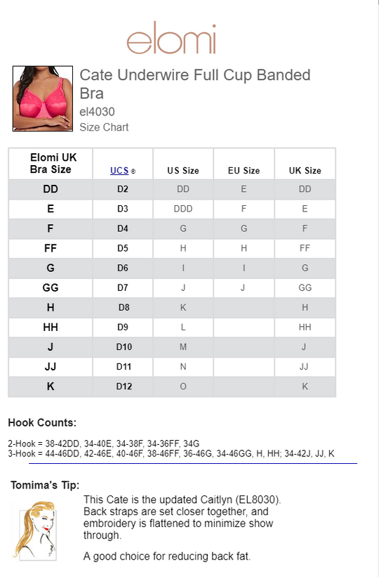 Elomi Womens Cate Underwire Full Cup Banded Bra