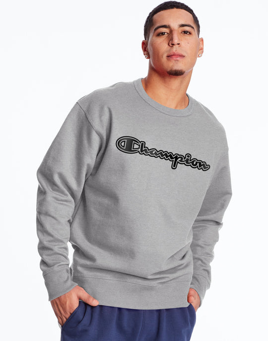 Champion Mens Powerblend Fleece Crew, XXL, White