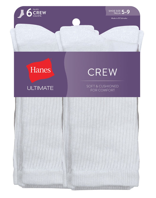 Hanes Women`s Ultimate 6-Pack Crew Socks