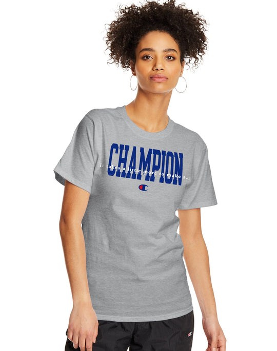 Champion Mens Classic Short-Sleeve Jersey Tee, L, Oxford Grey