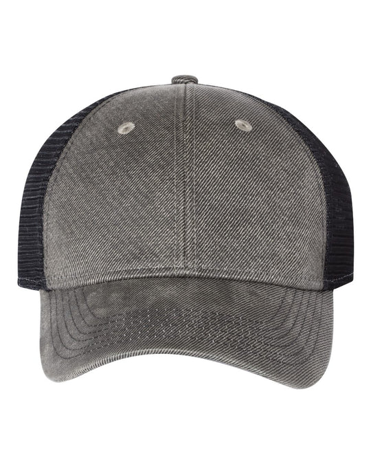 Sportsman Faux Waxy Trucker Cap, Adjustable, Grey/Black