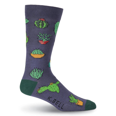 K. Bell Mens Cactus Crew Socks