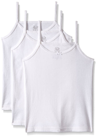 Fruit of the Loom Girls` 3 Pack White Cami, S, White