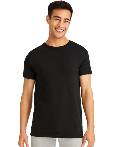 Hanes Mens Ultimate Comfort Fit Black Crewneck Undershirt 3-Pack 2XL