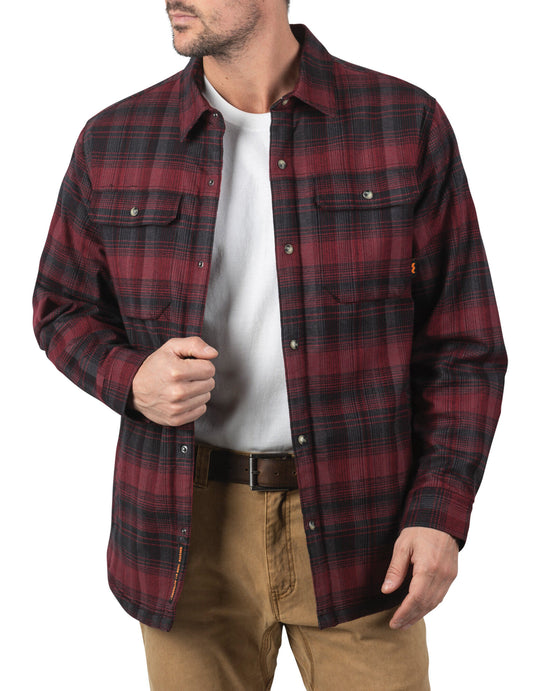 Walls Mens Lone Oak Sherpa-Lined Stretch Flannel Jac-Shirt