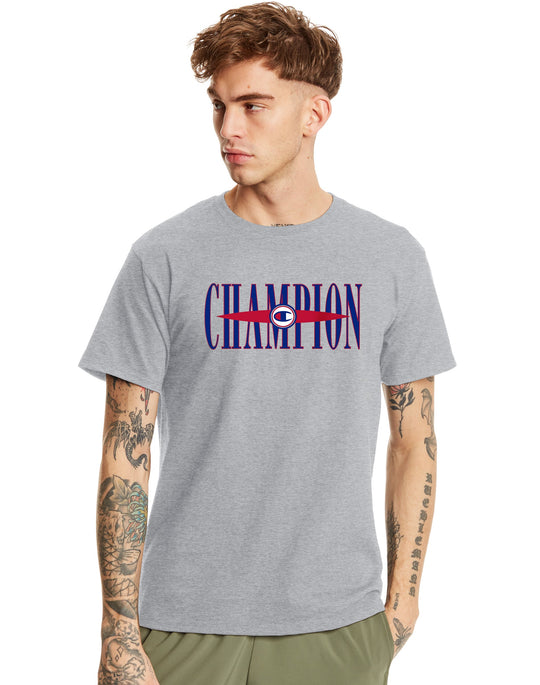Champion Mens Classic Short-Sleeve Jersey Tee, L, Granite Heather