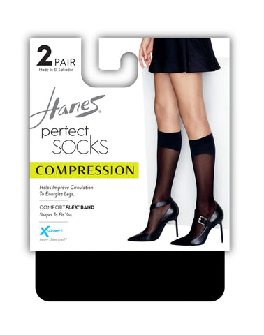 Hanes Womens Perfect Diamond Compression Socks 2-Pack