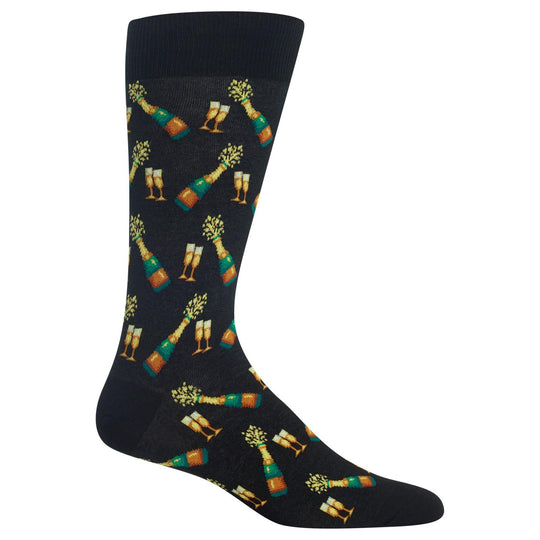 Hot Sox Mens Champagne Bottles Crew Socks