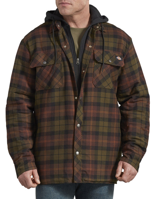 Dickies Mens Relaxed Fit Icon Hooded Quilted Shirt Jacket