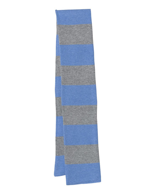 Sportsman Rugby-Striped Knit Scarf, One Size, White/Heather Grey