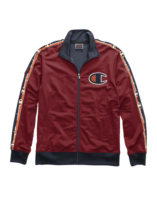 Champion Life Mens Track Jacket, S, Cherry Pie/Navy