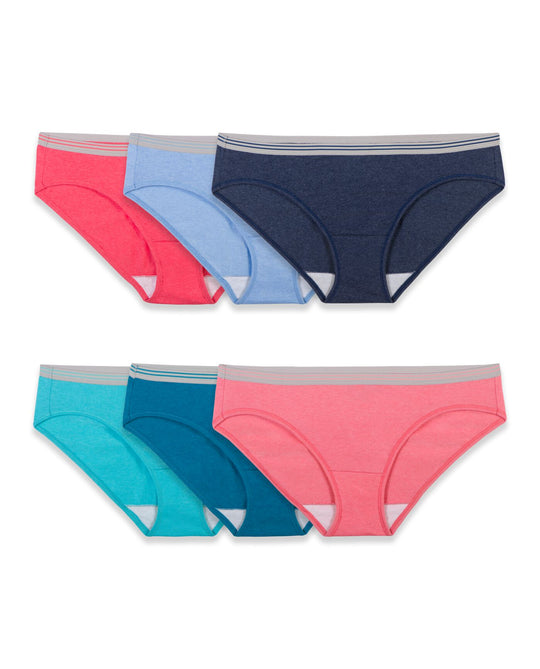 Fruit Of The Loom Womens Heather Low Rise Hipster 6 Pack, 4, Assorted