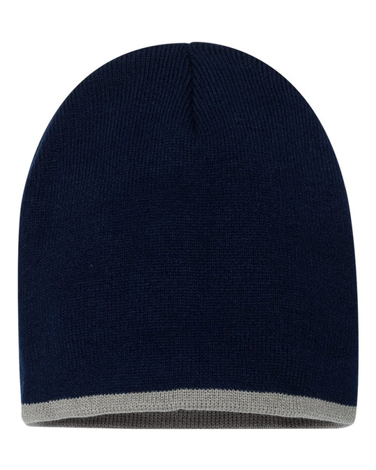 Sportsman 8 Bottom-Striped Knit Beanie , One Size, Royal/White