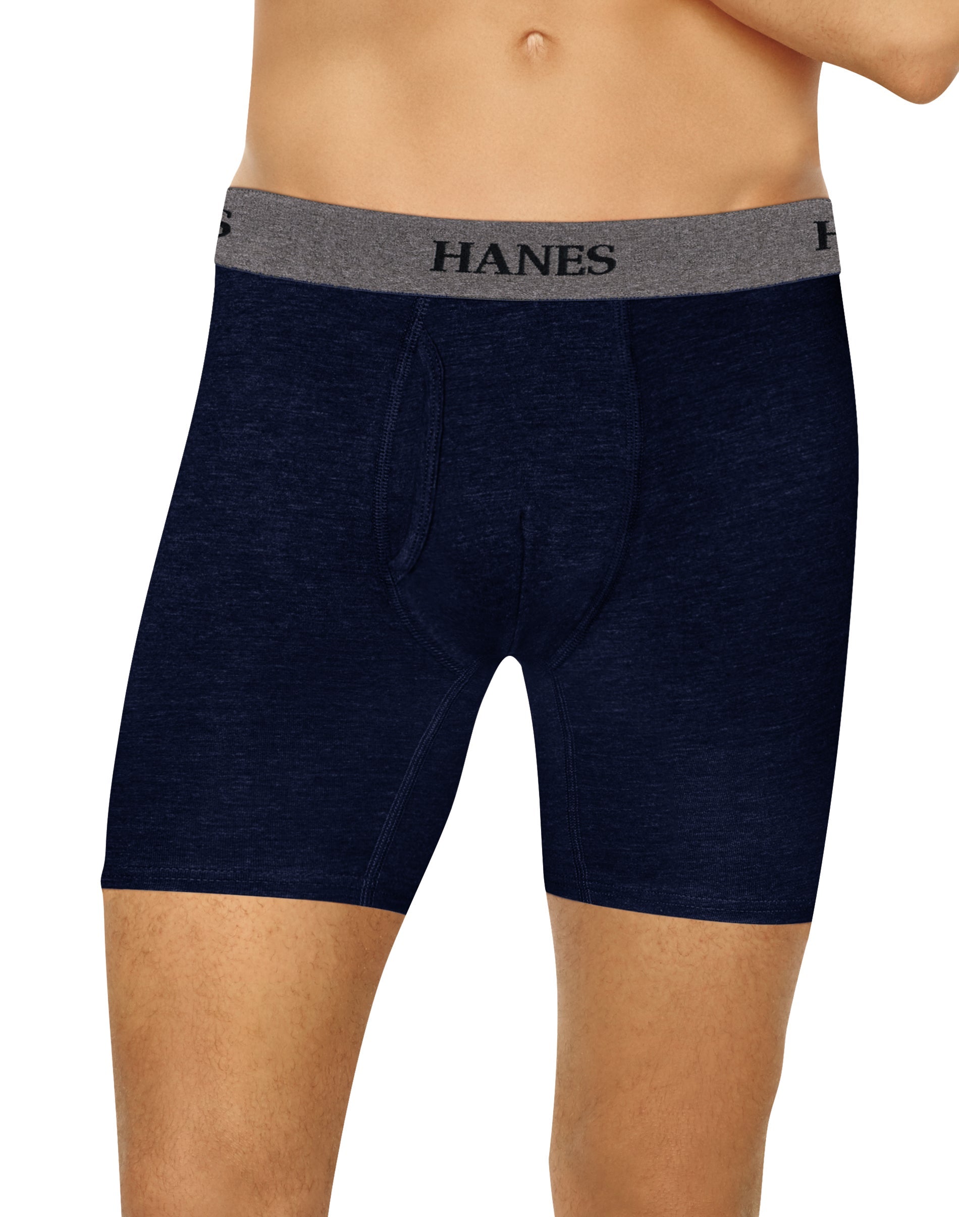 N/W/B Hanes 3 Boxer Briefs Premium Boyfriend Cotton/Stretch Gray