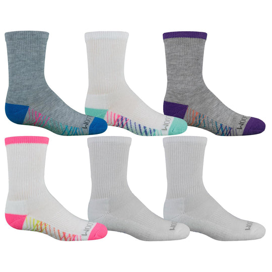 Fruit Of the Loom Girls 6-Pack Crew Socks