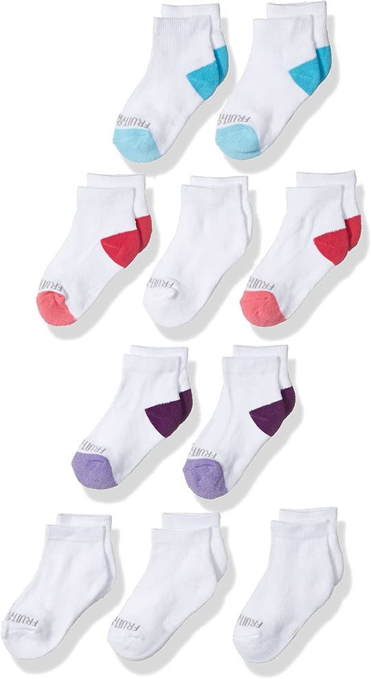 Fruit Of The Loom Girls 10 Pack Half Cushion Ankle Socks