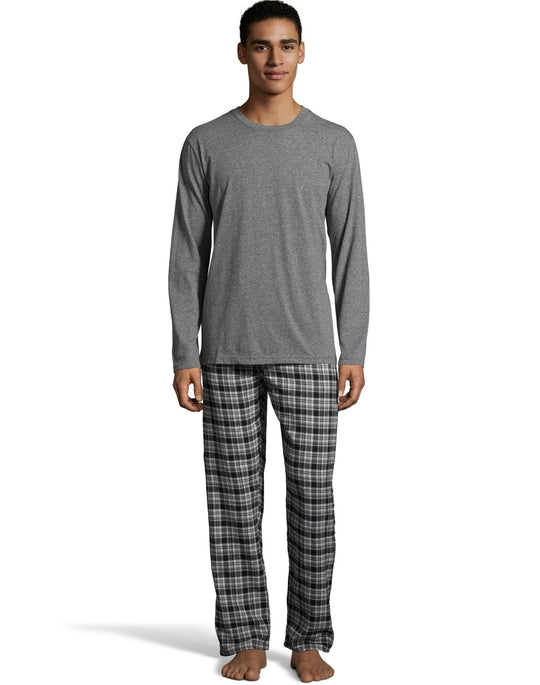 Hanes Mens Jersey Flannel Sleep Set