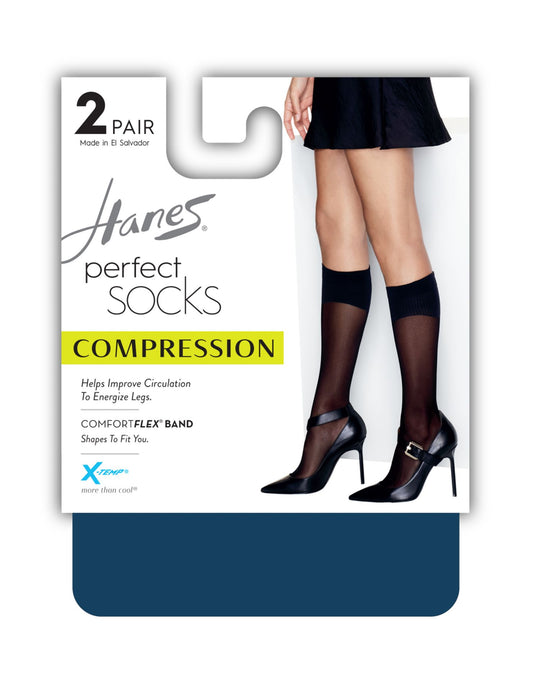Hanes Womens Perfect Geo Compression Socks 2-Pack