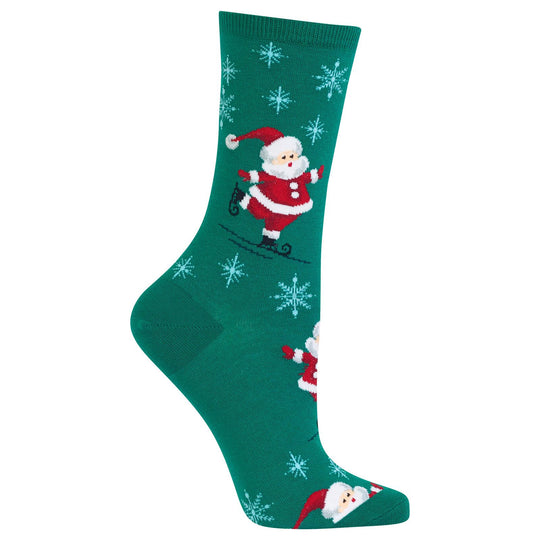 Hot Sox Womens Skating Santas Crew Socks