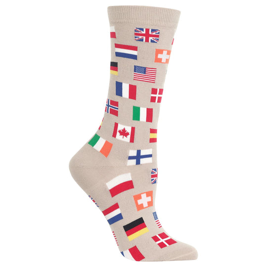 Hot Sox Womens Flags Crew Socks