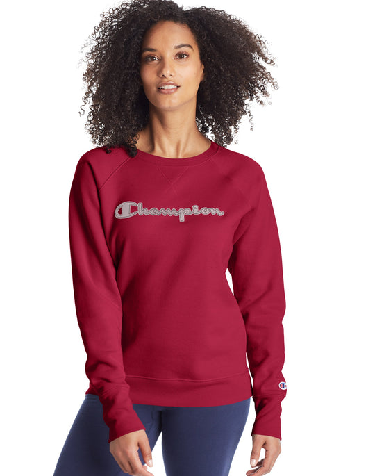 Champion Womens Powerblend Fleece Boyfriend Crew, XXL, Hush Pink