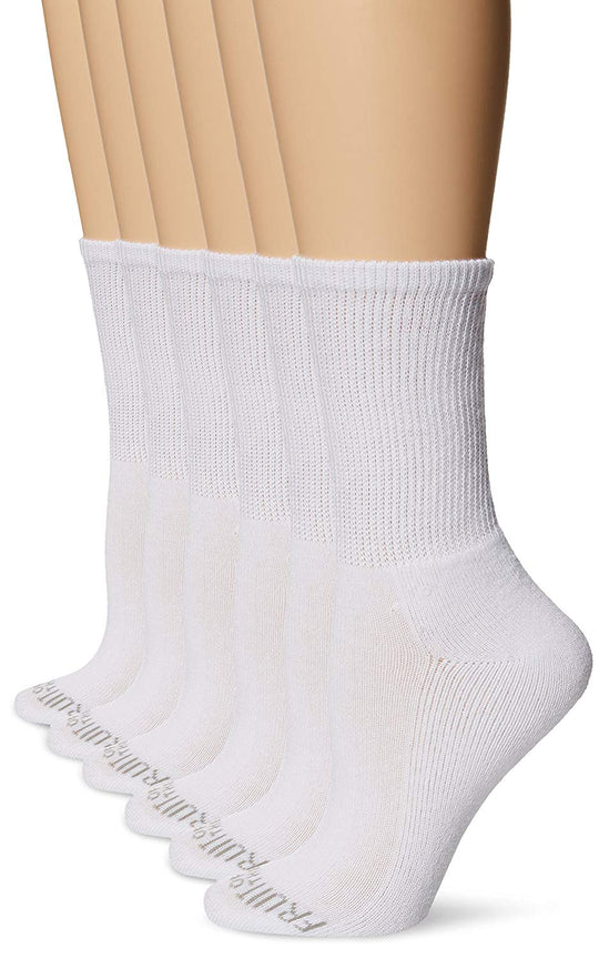 Fruit of the Loom Womens 6 Pair Ultra Soft Cushioned Crew Socks