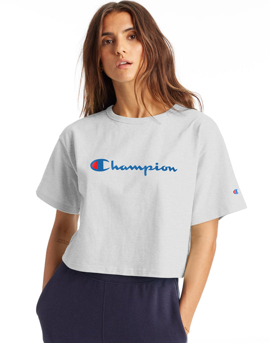 Champion Life Womens Heritage Crop Tee, L, White