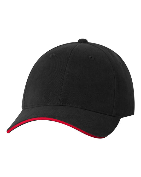 Sportsman Heavy Brushed Twill Sandwich Cap, One Size, Red/Black