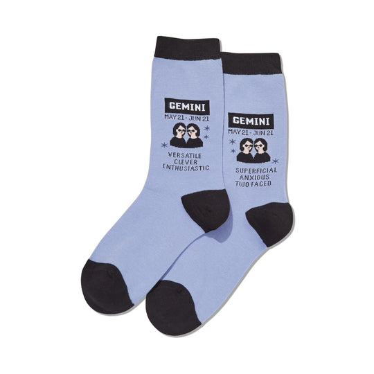 Hot Sox Womens Gemini Zodiac Crew Socks