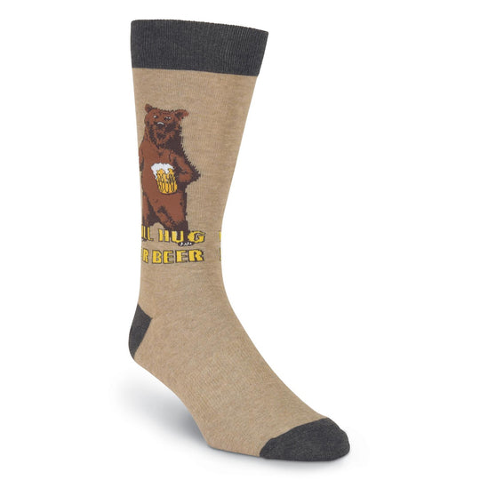 K. Bell Mens Will Hug For Beer Crew Socks