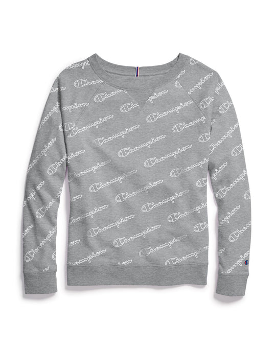 Champion Womens Plus Heritage French Terry Print Crew