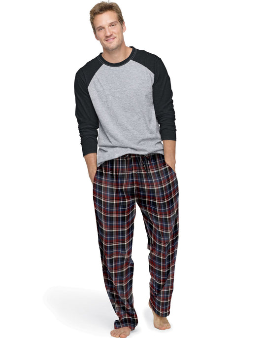 Hanes Men`s Jersey Flannel Sleep Set