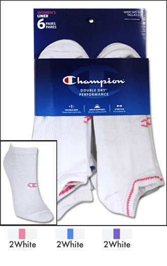 Champion Double Dry Performance Women's Liner Socks 6-Pack