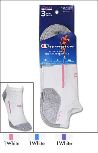 Champion Double Dry Performance No-Show Women's Socks 3-Pack